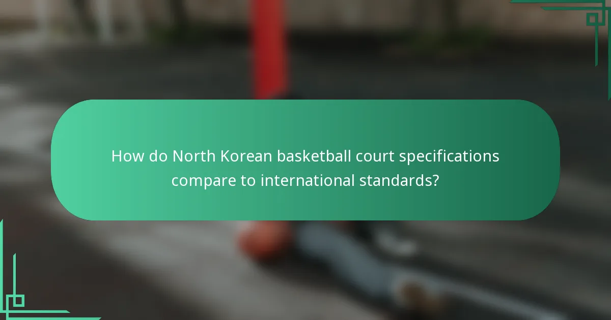 How do North Korean basketball court specifications compare to international standards?